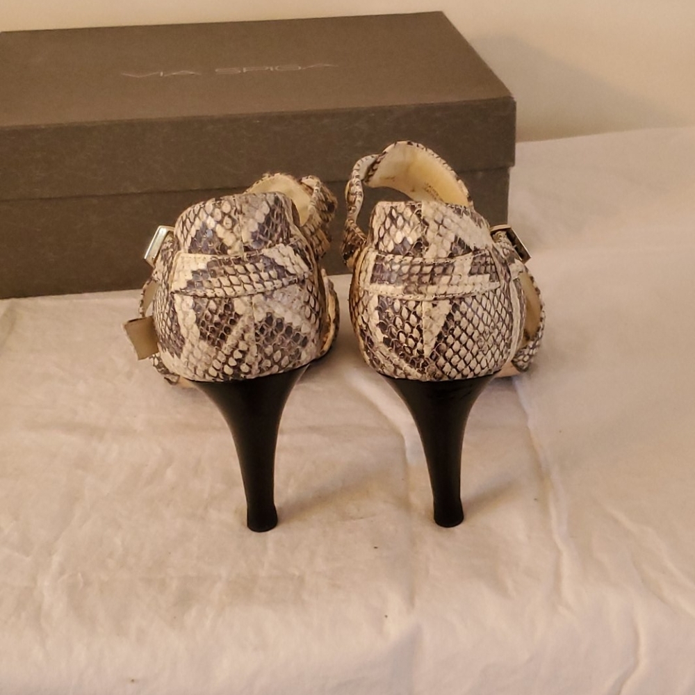 Via Spiga Black Snake Leather Heels - Picture 5 of 6